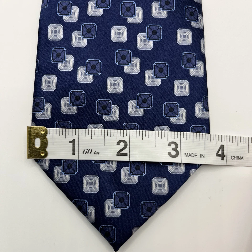 Corbata para hombre ERMENEGILDO ZEGNA 100 % seda ITALIA lujo geométrica azul Foto 3 de 3