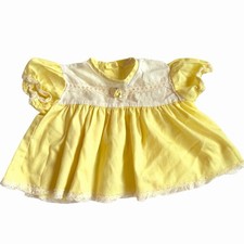 Vintage Coquette Baby Girl Yellow Dress With Rose Appliqu  0-3M