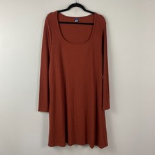 Old Navy Fit & Flare Rib-Knit Long-Sleeve Mini Dress Size XXL Copper Rust Brown
