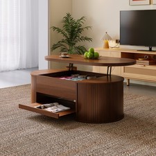 Lift Top Coffee Table with Hidden Storage & Extendable Shelf, in Walnut Finish