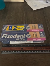 Fixodent Denture Adhesive Pack of 2 Max Hold 2.2oz Cream