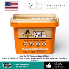 Gorilla All Purpose Wood Filler Natural Finish, 16 Ounce Tub - Water Resistant