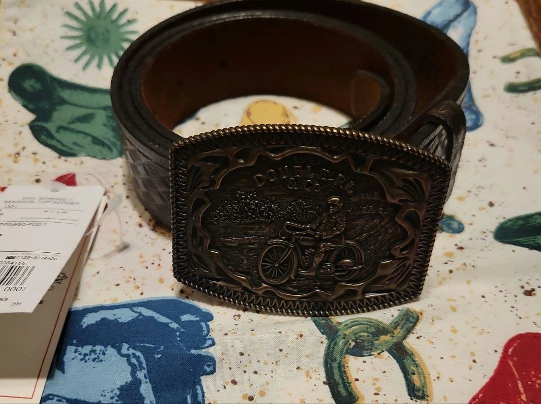 Double RL brown with biker style buckle 36 rrl belt | eBay