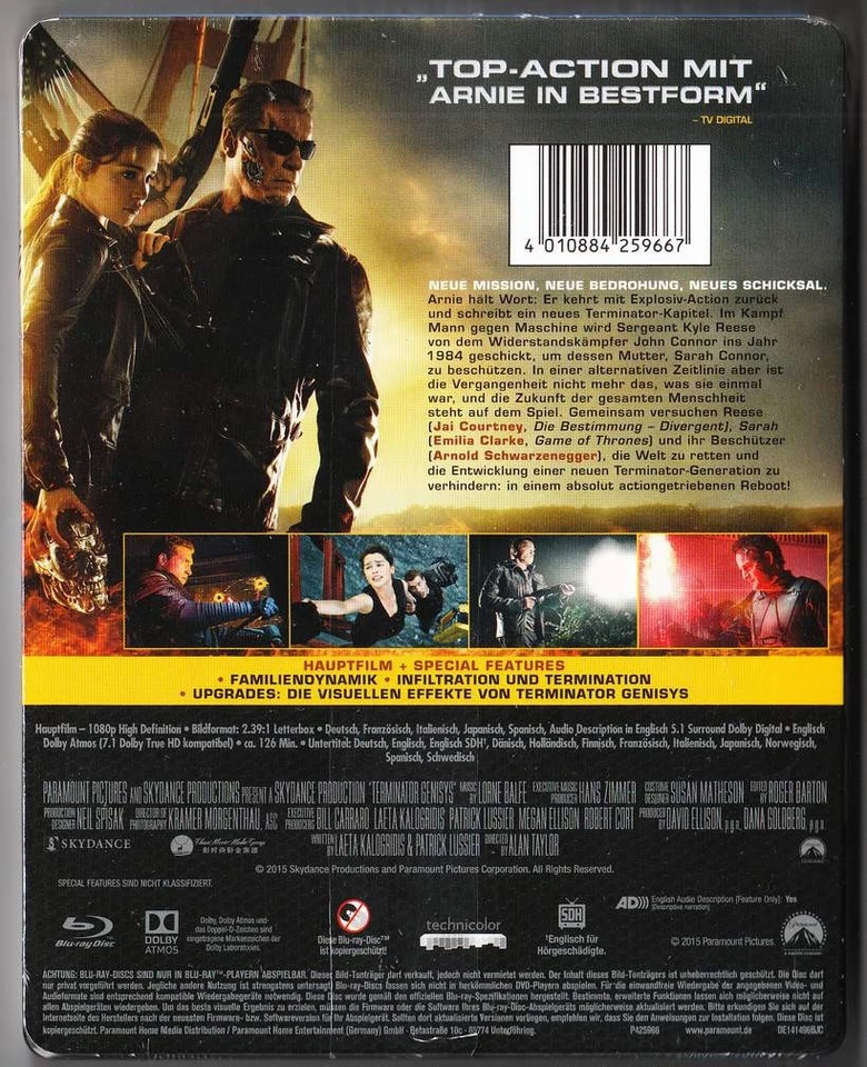 "TERMINATOR GENISYS" - Schwarzenegger - SciFi Action - BLU RAY STEELBOOK GEPRÄGT - Bild 3 von 4
