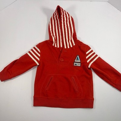 OshKosh Genuine Kids Hoodie Kids Size 3T Red Striped Kangaroo Pocket Adventure