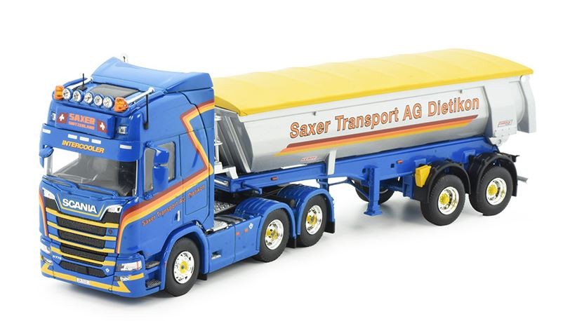 Scania R770 6x4 benne Meiller Saxer Tekno camion miniature de collection 1/50