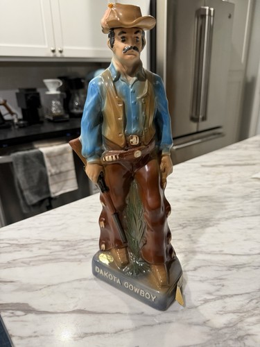 Vintage 1975 Ezra Brooks Dakota Cowboy Ceramic Whiskey Decanter Empty 14”