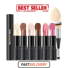 6 Colors Cream Contour Stick Makeup Kit Shades with Highlighter Double + Bronzer