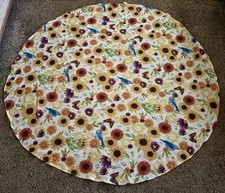 Fabric Tablecloth 68 Inch Round Birds Sunflow...