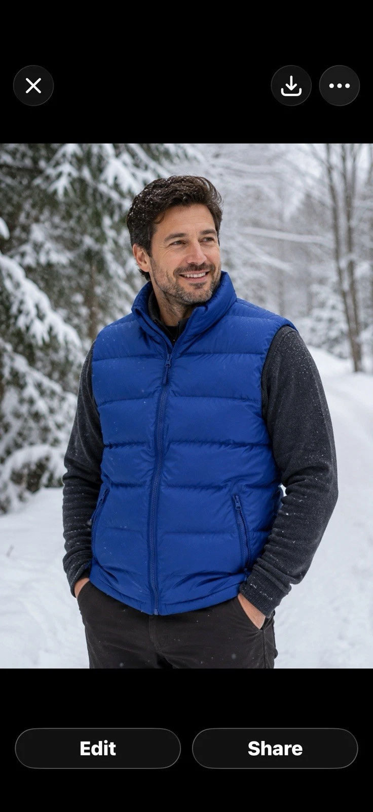 Lands' End Men's Down Quilted Puffer Vest L 42-44 Blue Full-Zip Preppy Outdoor