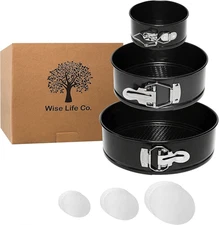 Cake Springform Pan Set of 3 (4  7  9 ) With 60 Parchment Paper   Non Stick