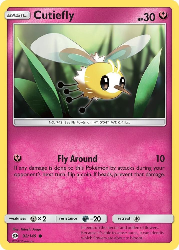 Cutiefly #92/149 Sm Base Set Common Pokemon TCG LP