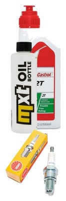 Inspektionspaket MXT 1 Liter Motoröl Castrol 2-Takt Öl + 1x Zündkerze NGK BR8ES