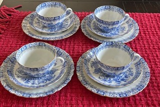 Vintage Seltmann Weiden China Blau Cup Saucer & dessert plates (12pc) Bavaria