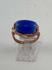 Handmade Copper Wire Wrap Glass Bead Ring Size 8 92