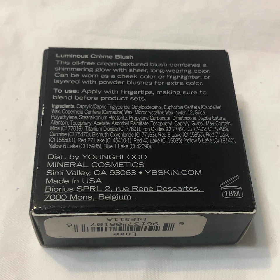 Rubor crema luminoso - Luxe Youngblood para mujer - 0,21 oz rubor color rubor mejillas Foto 2 de 4
