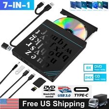 External USB 3.0 Type C DVD CD RW Player Writer Drive Burner Reader For Laptop