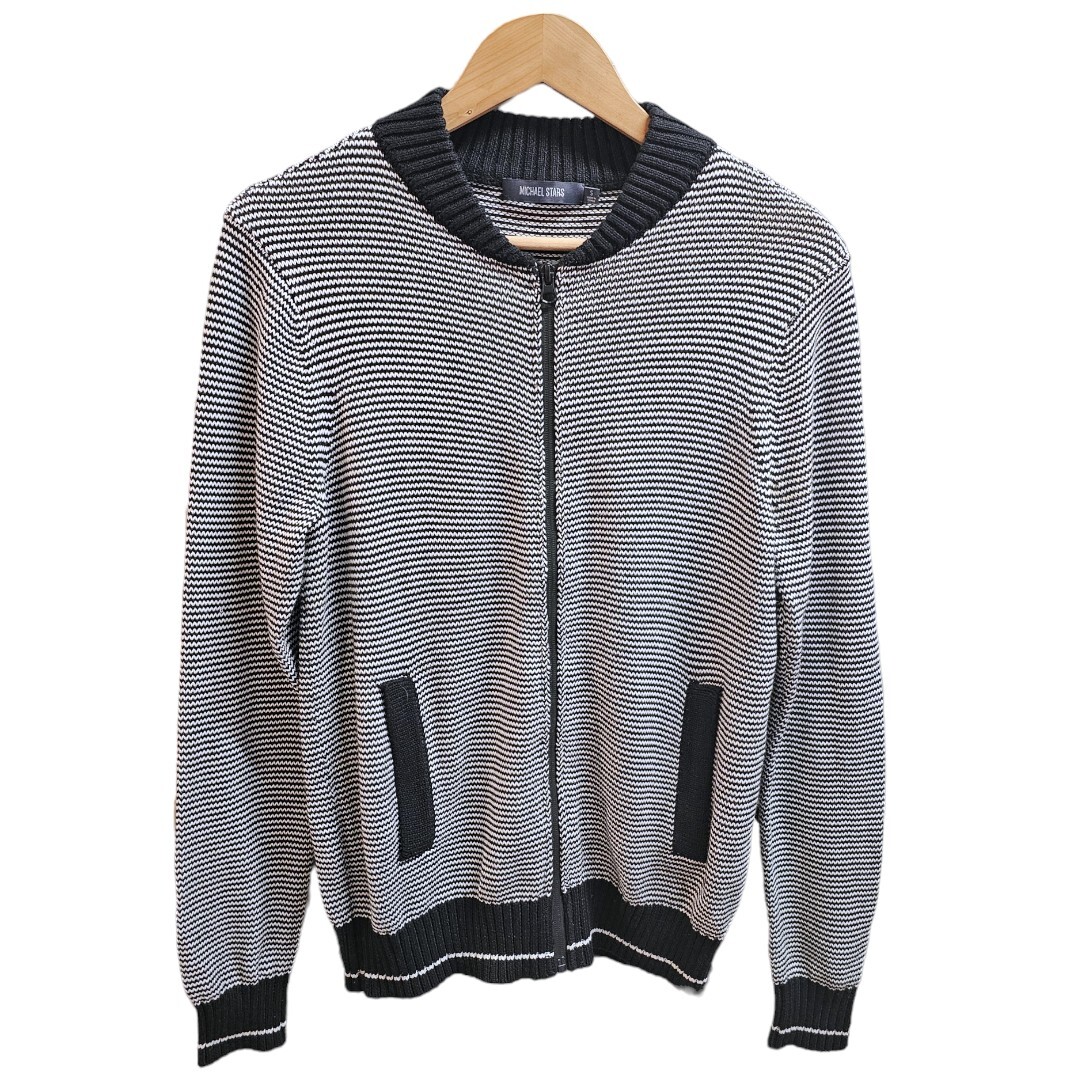 Michael Stars Cotton Knit Striped Zip Front Sweater Cardigan Size