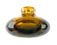 Fifth Avenue Crystal Art Glass Perfume Bottle Amber Multifaceted