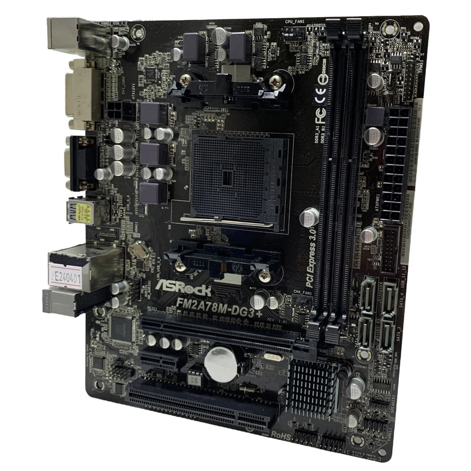ASRock FM2A78M-DG3+ Motherboard M-ATX AMD A78 FM2+/FM2 DDR3 SATA3 DVI-D VGA+I/O - Image 3 of 4