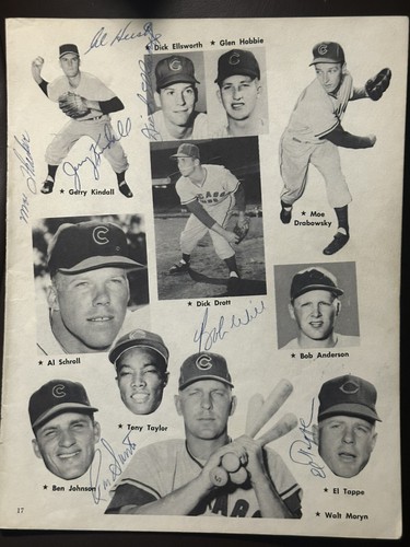 Multi Signed Chicago Cubs 8x11 Photo Page JSA LOA Ron Santo Kindall Ellsworth
