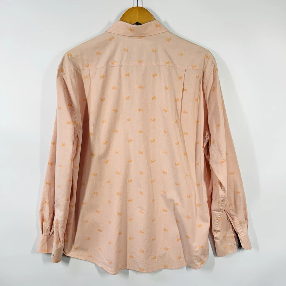 Charleston Threads Men's Dress Shirt Large Orange Animal Print Long Sleeve - Image 3 of 4