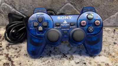 Sony PlayStation 2 PS2 Ocean Blue Clear Controller DualShock OEM SCPH-10010