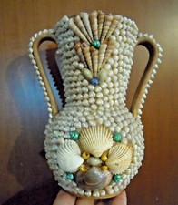 VASO VINTAGE MOLTO CHIC - CONCHIGLIE MADREPERLA E DIPINTE - 1960ca