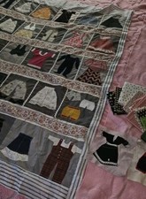 UnFinished Fashion Themed Appliques Patchwork Quilt 56" X 44" Top & 10 Dotty FQs