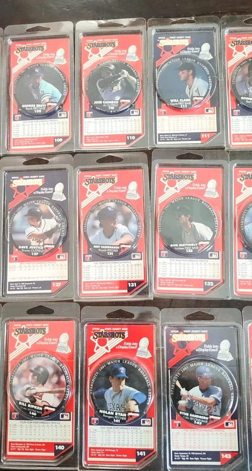 30 Different Starshots 1991 MLB Baseball Vintage Button Pin Lot Ken Griffey Jr + - Image 3 of 4