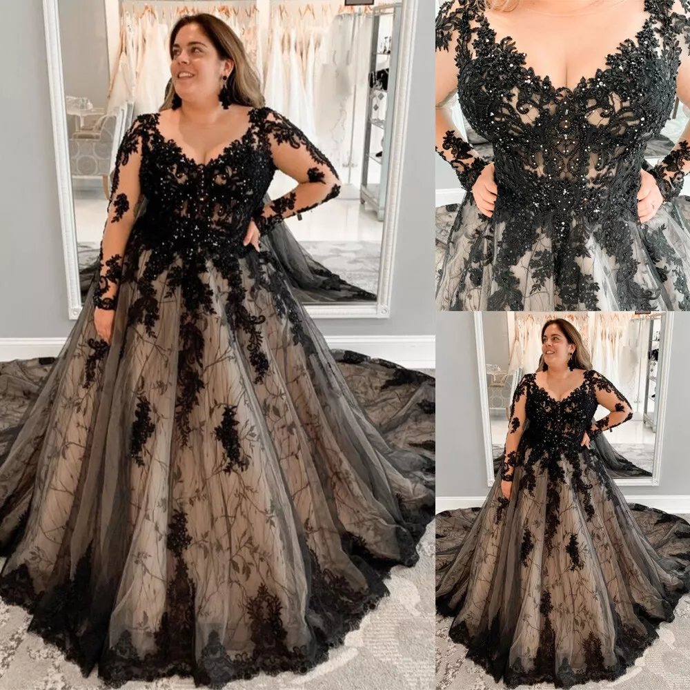 black wedding dresses plus size