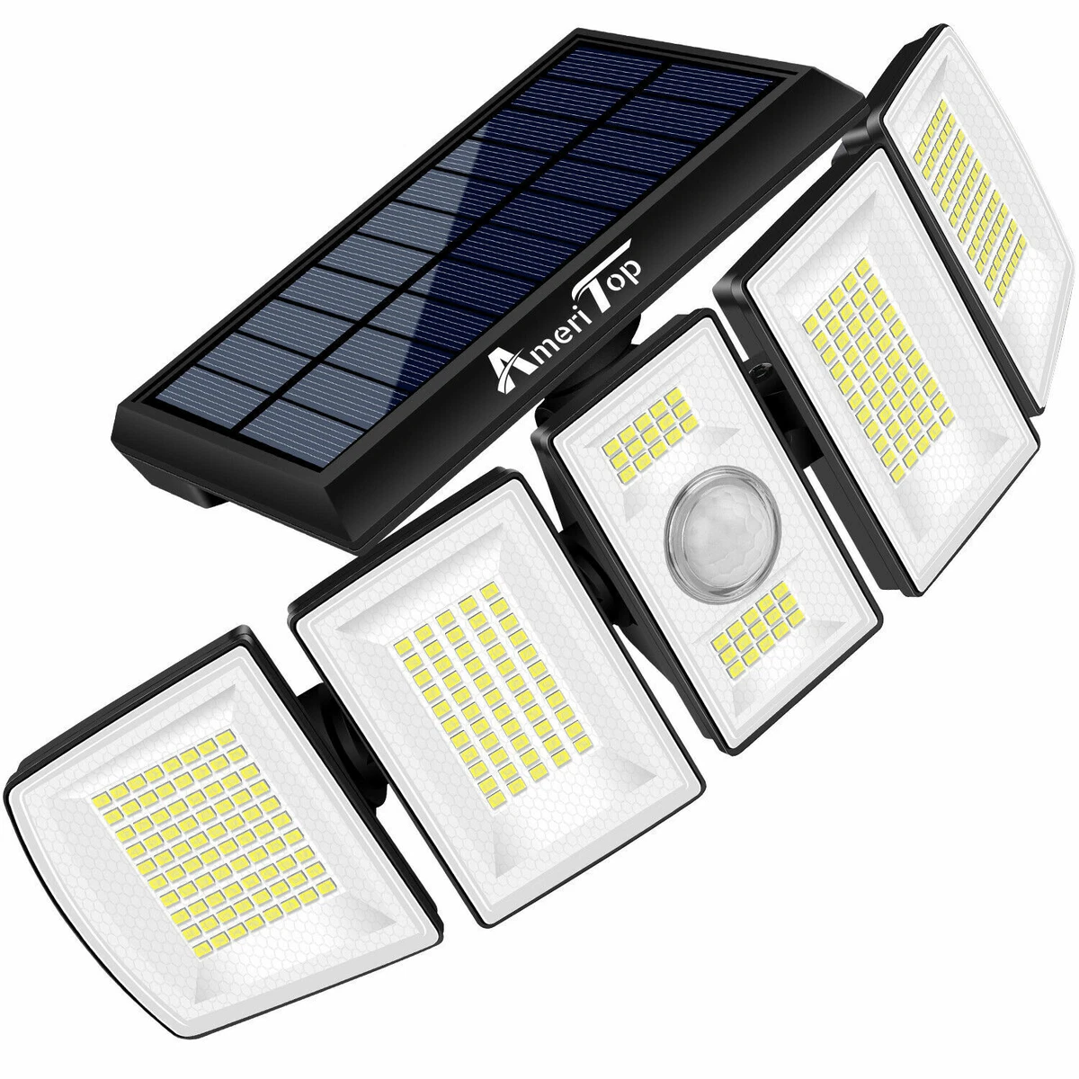 300 LED 7000K Solar Lights Outdoor 5 Adjustable Heads Motion Sensor Lights