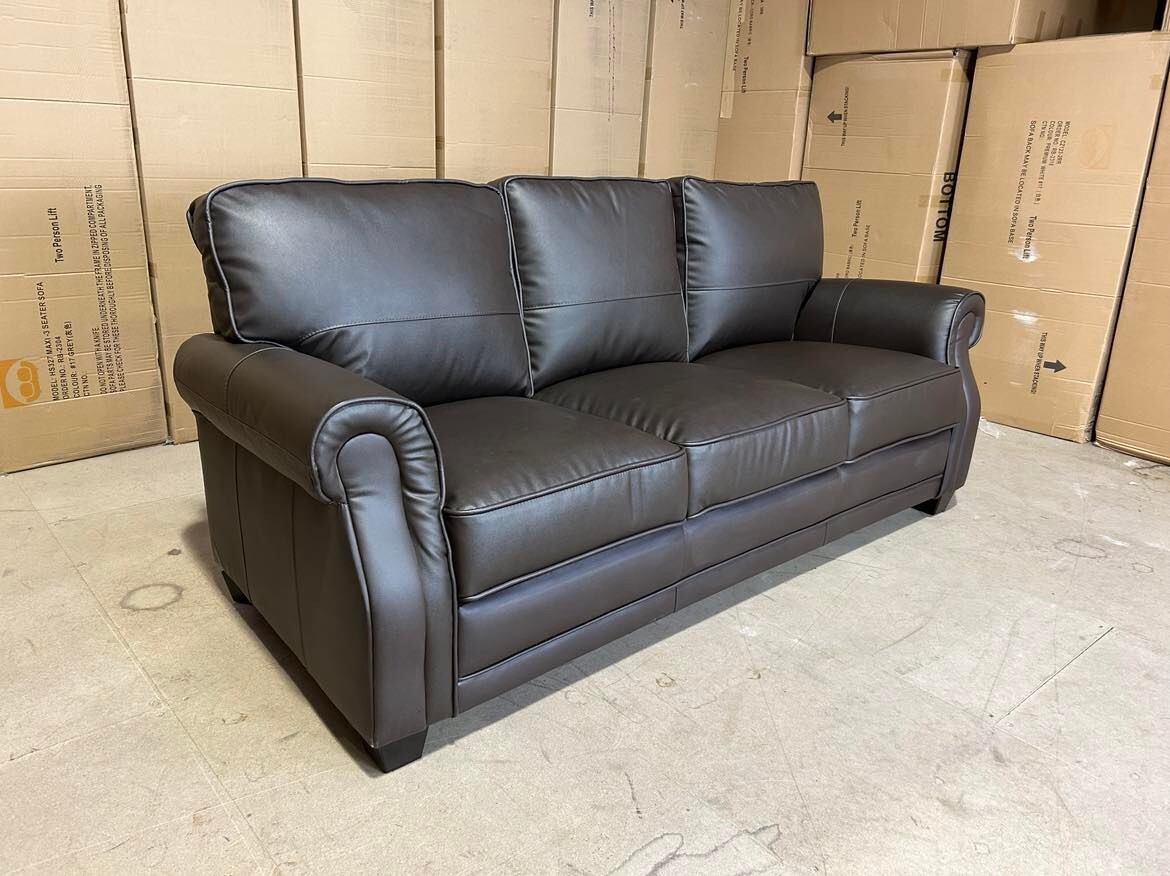 EXDISPLAY Model 3 Seater Brown PU Faux Leather sofa, CLEARANCE SALE