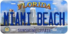 Miami Beach Florida Novelty Car License Plate