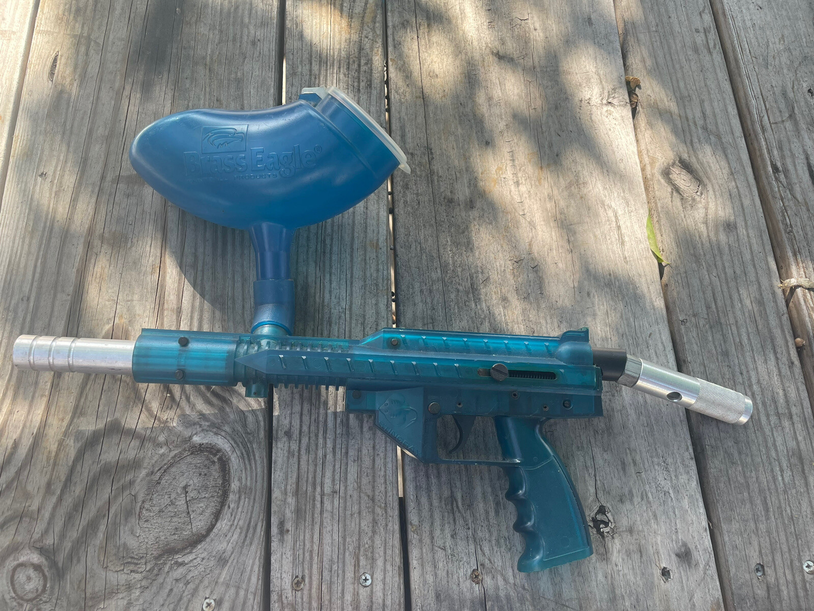 VINTAGE Brass Eagle Rogers Stingray Blue Paintball Gun With Hopper