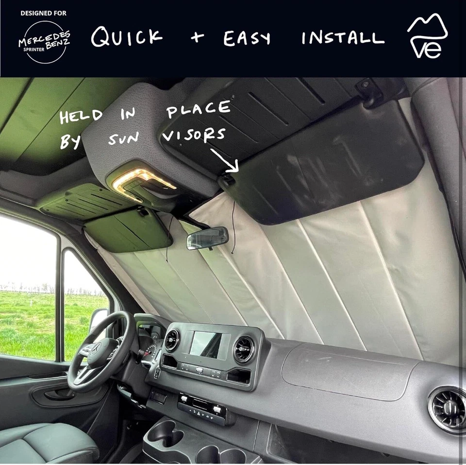 Insulated Magnetic Front Windshield Cover for Mercedes-Benz Sprinter 2007-2024 - Image 2 of 4