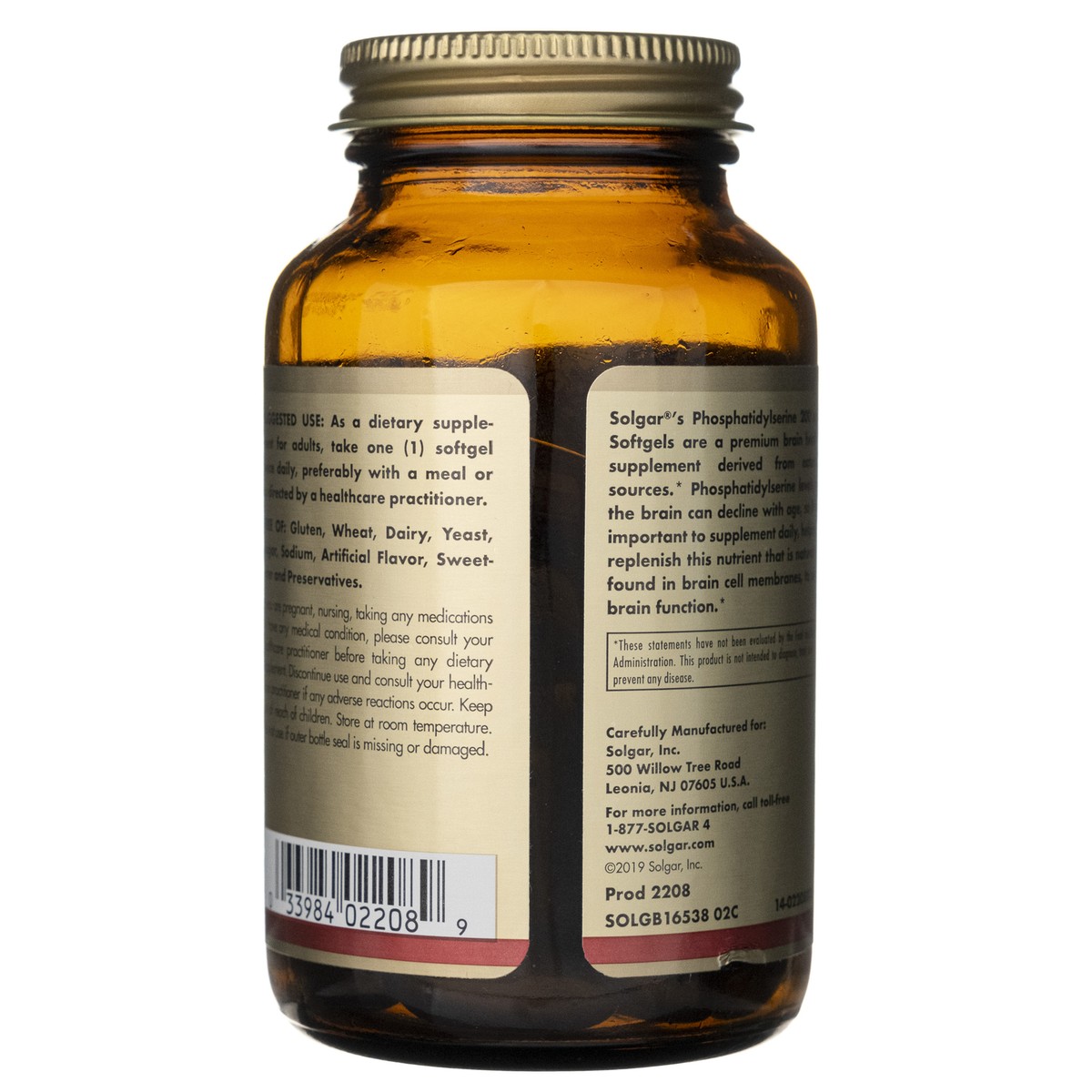 Complément Alimentaire Solgar Phosphatidylserine 200 Mg – Boîte De 60 Capsules – Neuf