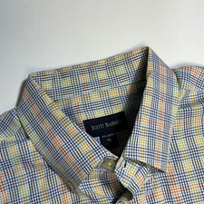 Scott Barber Plaid Button Down Shirt Tailored Fit XL