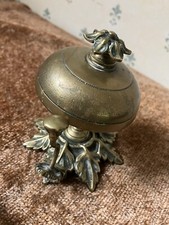 Nw8 Antique Victorian Brass Hotel Shop Reception Bell Leaf Design Base 249 Grams