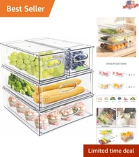 Sturdy Refrigerator Organizer Bins - Drawers for Fruit and Veggies Storage