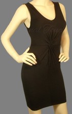 Sexy Black dress gathered twist center flattering V-neck line sleeveless 