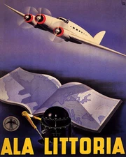 POSTER ALA LITTORIA ITALIAN AIRLINE AIRPLANE TRAVEL ITALY VINTAGE REPRO FREE S/H