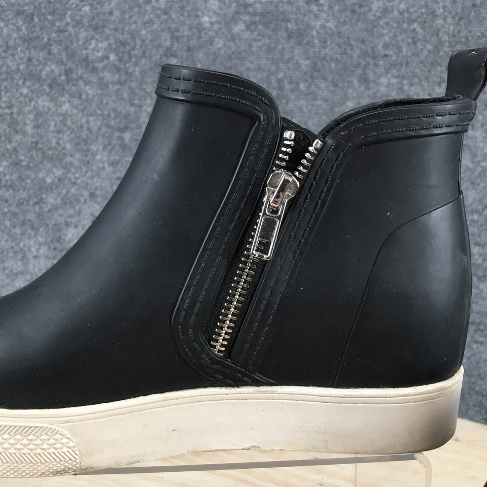Steve Madden Botas Mujer 7 M Cuña Tobillo Lluvia Planas Negras Goma Cremallera Lateral Foto 4 de 4