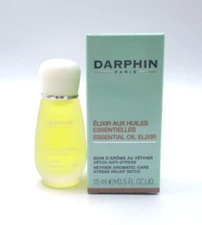 Darphin Essential Oil Elixir Vetiver Aromatic Care Stress Relief Detox ~ .5 oz