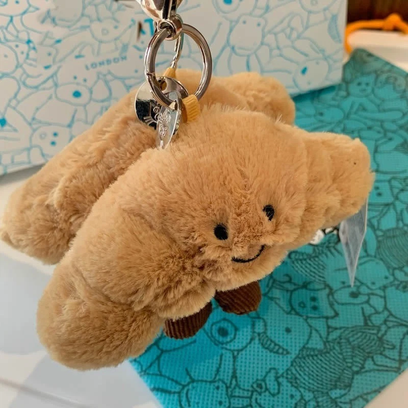 Jellycat AMUSEABLE CROISSANT Bag Charm Soft Plush Toy Pendant & Dust Bag - NWT - Image 4 of 4