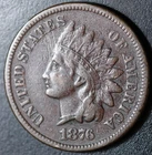 1876 INDIAN HEAD CENT - With LIBERTY - VF VERY FINE