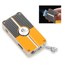 Galiner Metal Windproof Jet 3 Flame Refillable Butane Torch Cigar Lighter Punch