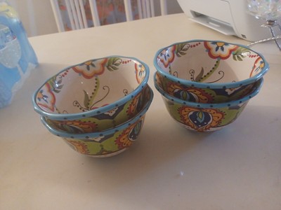 Espana Bocca 6'' Bowls Cereal Soup Set of 4 Multicolor Stoneware