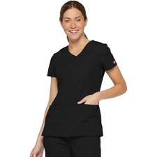 Dickies EDS Signature Scrub V-Neck Top, Black, Size XL