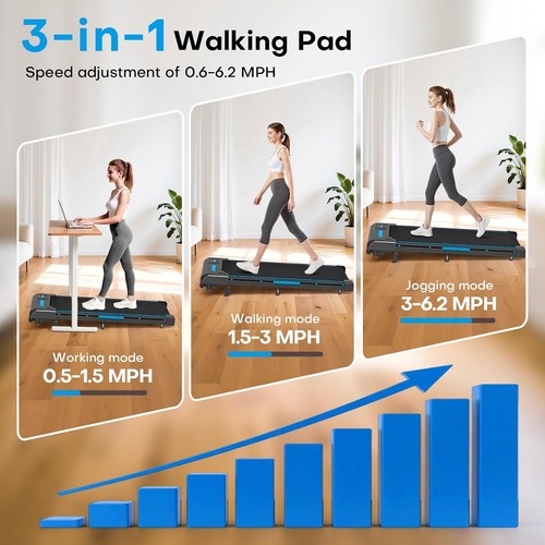 Almohadilla para caminar con 9% de inclinación, cintas de correr FOUSAE 10KM/H para el hogar con doble marco - Imagen 2 de 9